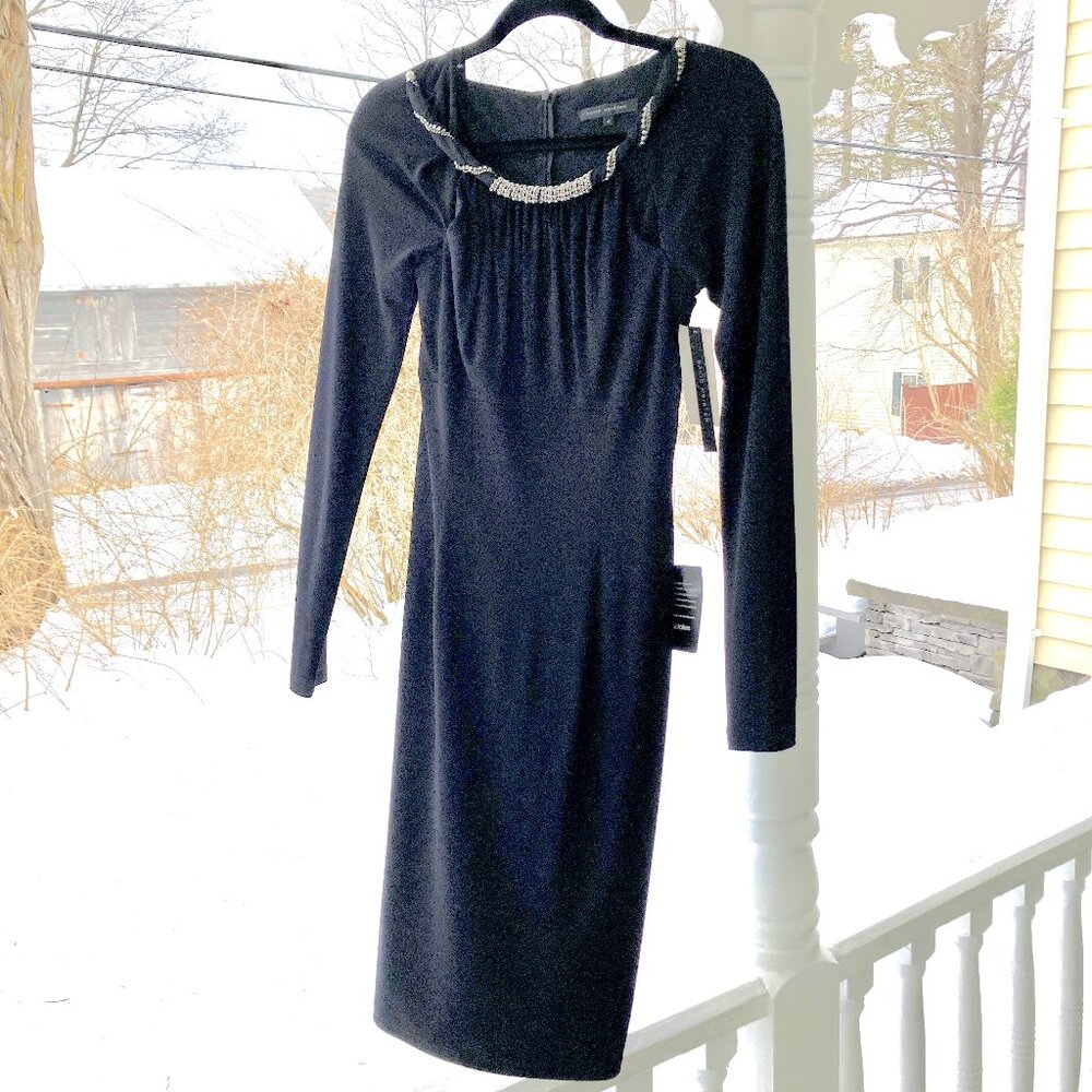 David Meister Black Evening Dress with Rhinestones NWT